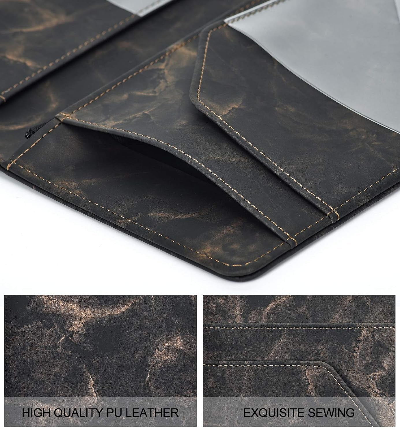 Server Books for Waitress - Marble Texture Leather Waiter Book Server Wallet with Zipper Pocket, Cute Waitress Book&Waitstaff Organizer with Money Pocket Fit Server Apron