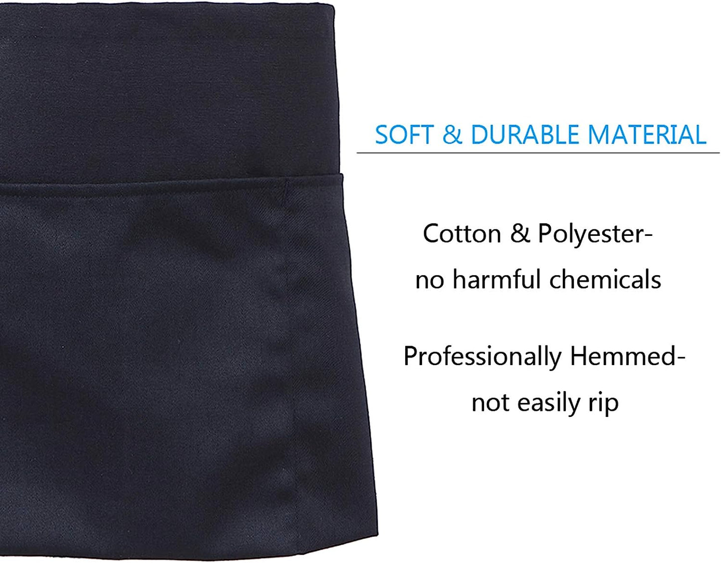 Waist Apron with 3 Pockets 12 Pack - Black Waitress Server Short Apron