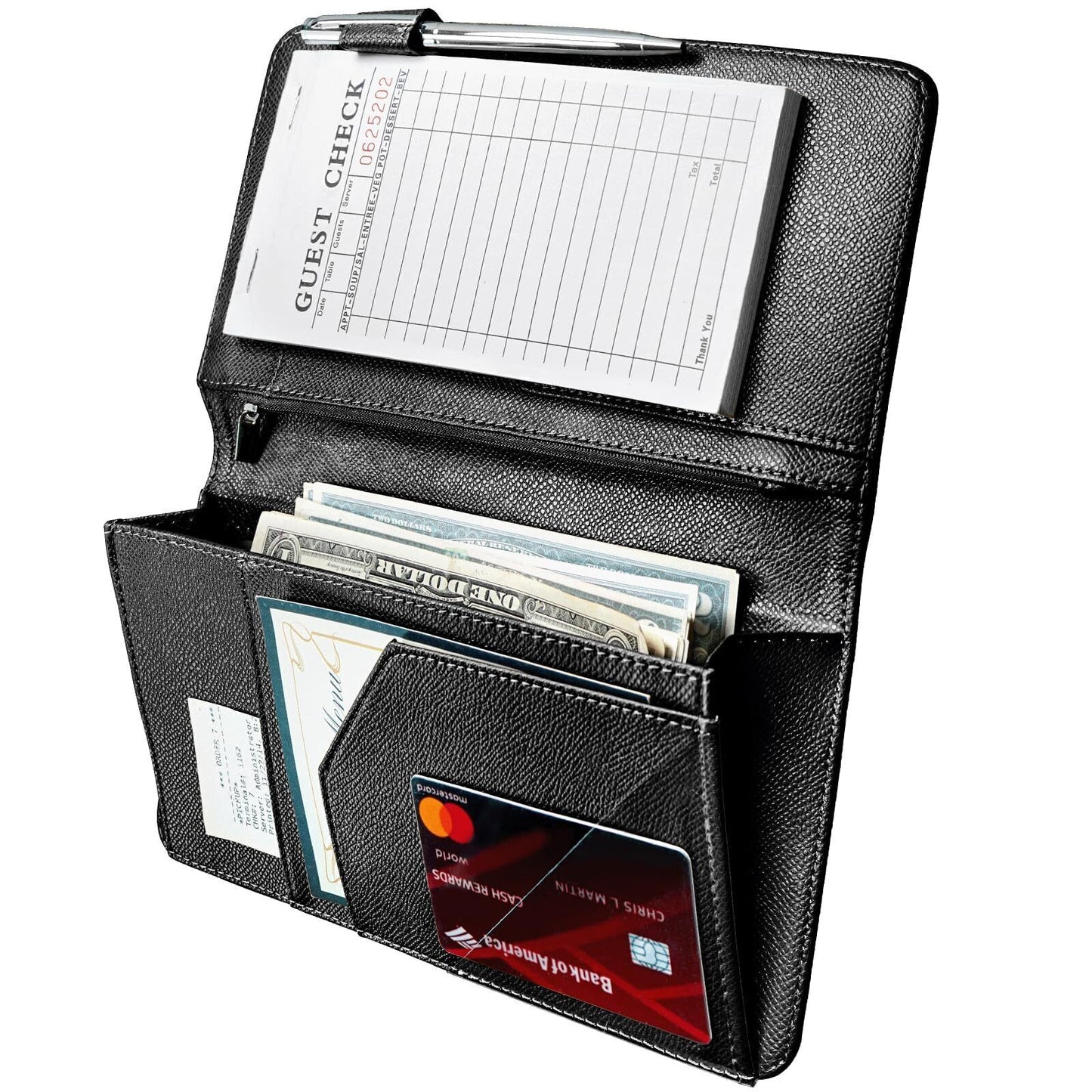 Server Book with Zipper and Magnetic Pocket, Cute Waitress Book Server Bookle...