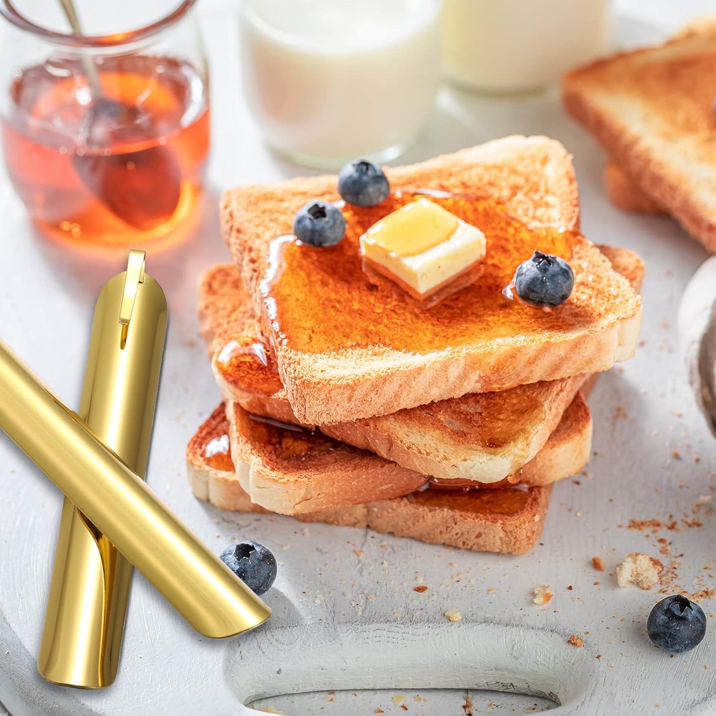 Crumbers for Servers, Table Crumb Sweepers Bread Cleaner Stainless Steel Table Crumbers for Tablecloth in Restaurants and Homes, Servers, Waiters, Waitresses Tool Accessories(Gold,10)