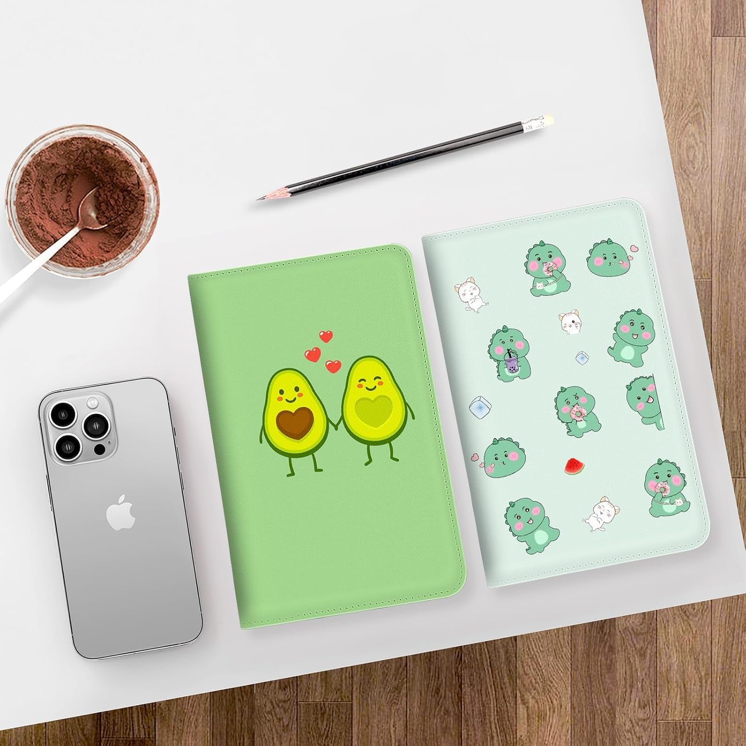 Server Book, PU Leather Server Books for Waitress, Waitress Book with 1 Zipper Pocket, Waiter Wallet with 9 Pockets and 1 Pen Holder, Server Note Pad Checkbook Fit Server Apron- Dinosaurs