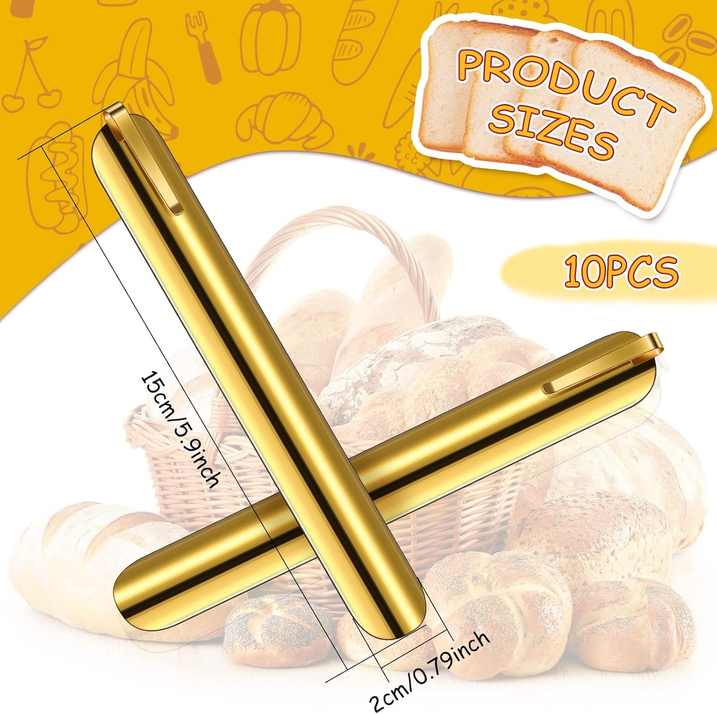 Crumbers for Servers, Table Crumb Sweepers Bread Cleaner Stainless Steel Table Crumbers for Tablecloth in Restaurants and Homes, Servers, Waiters, Waitresses Tool Accessories(Gold,10)