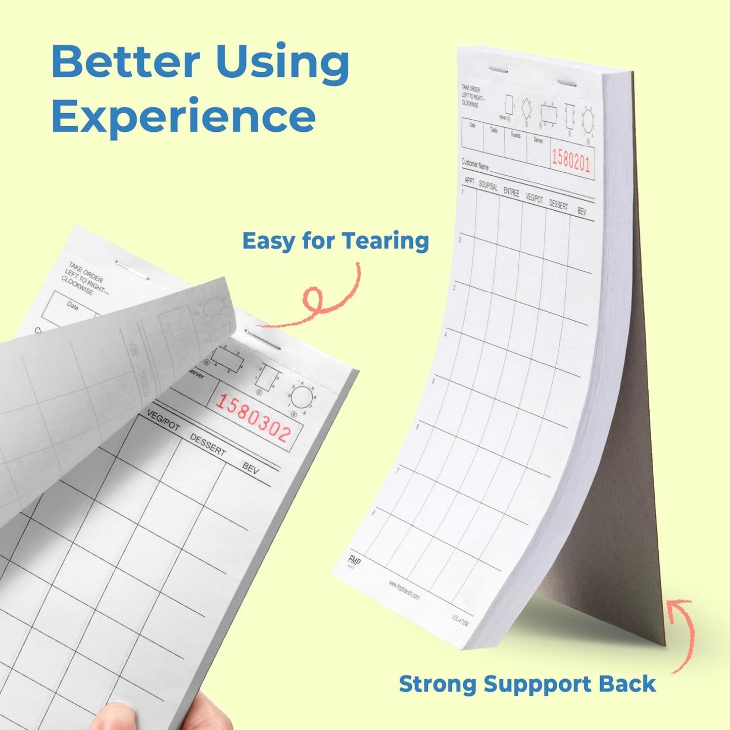 Server Note Pads Paper, Guest Check Books, Total 1000 Sheets, 10 Pads, 100 Sheets/Pad, Guest Check Pads, Order Pads for Servers, Waitress Notepads for Restaurant, Bar, Cafe, Diners