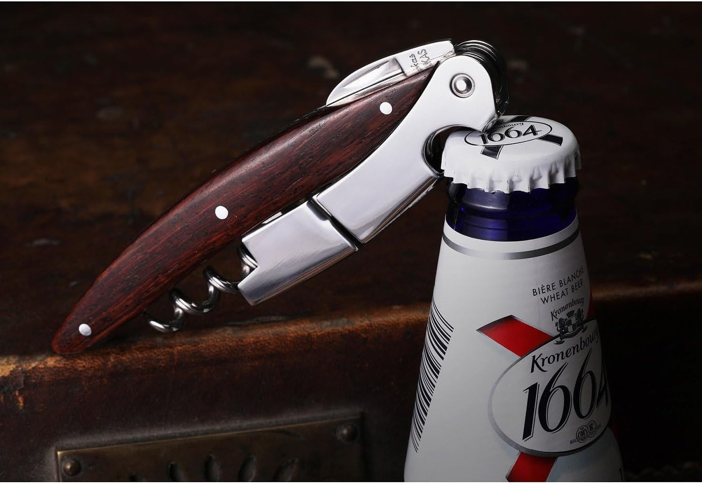 Wine Opener, Porfessional Bottle Opener, All-In-One Corkscrew with Premium Rosewood Handle & Foil Cutter, Wine Bottle Opener & Wine Key for Sommeliers, Waiters, Bartenders & Home
