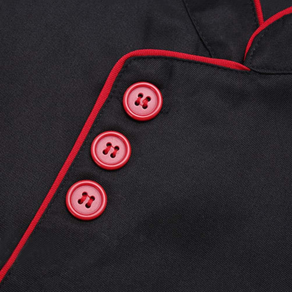 Chef Coat Chef Code Short Sleeve Chef Uniform Chef Jacket Catering Shirt for Bakery Kitchen Restaurant Size XXL (Black)