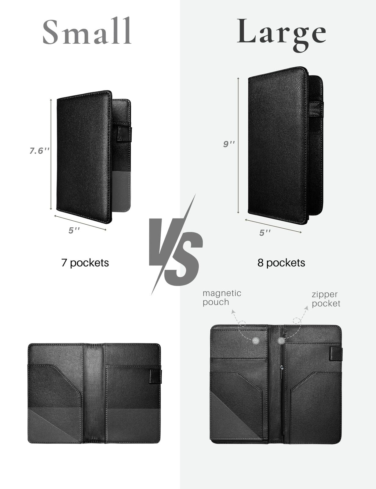 Server Book with Zipper and Magnetic Pocket, Cute Waitress Book Server Bookle...