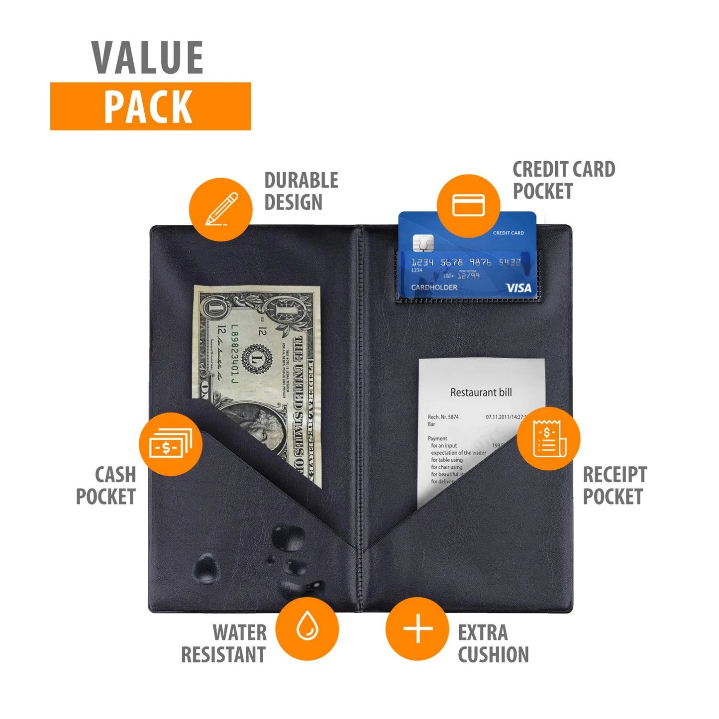 Check Presenters for Restaurants - 2 Pack Guest Check Books for Servers – Check Holder – Check Book
