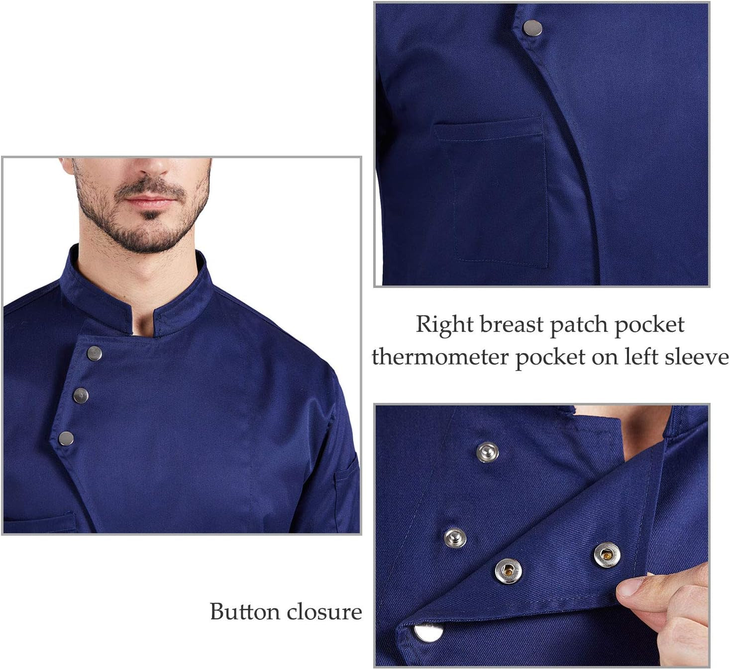 Unisex Chef Coat Men'S Long Sleeve Chef Jacket Restaurant Kitchen Cooking Chef Uniform CFM0057