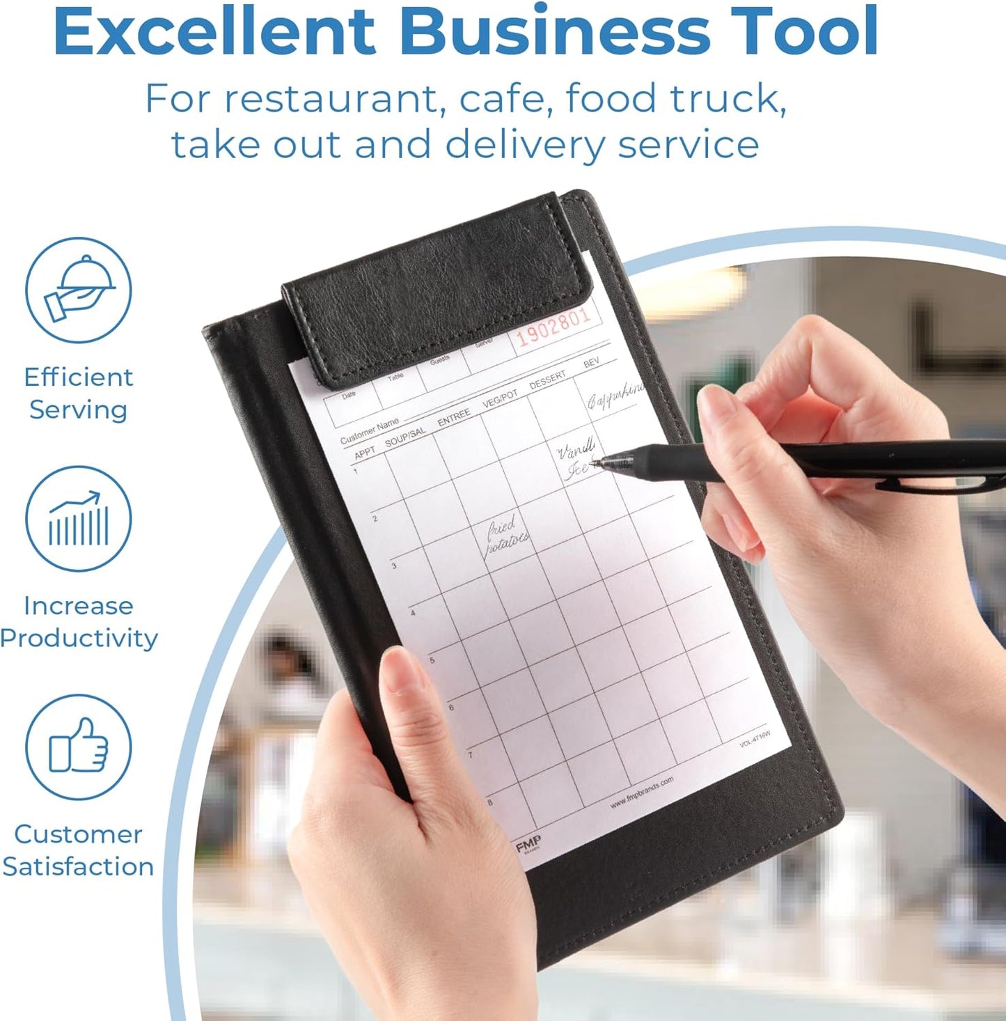 Server Note Pads Paper, Guest Check Books, Total 1000 Sheets, 10 Pads, 100 Sheets/Pad, Guest Check Pads, Order Pads for Servers, Waitress Notepads for Restaurant, Bar, Cafe, Diners