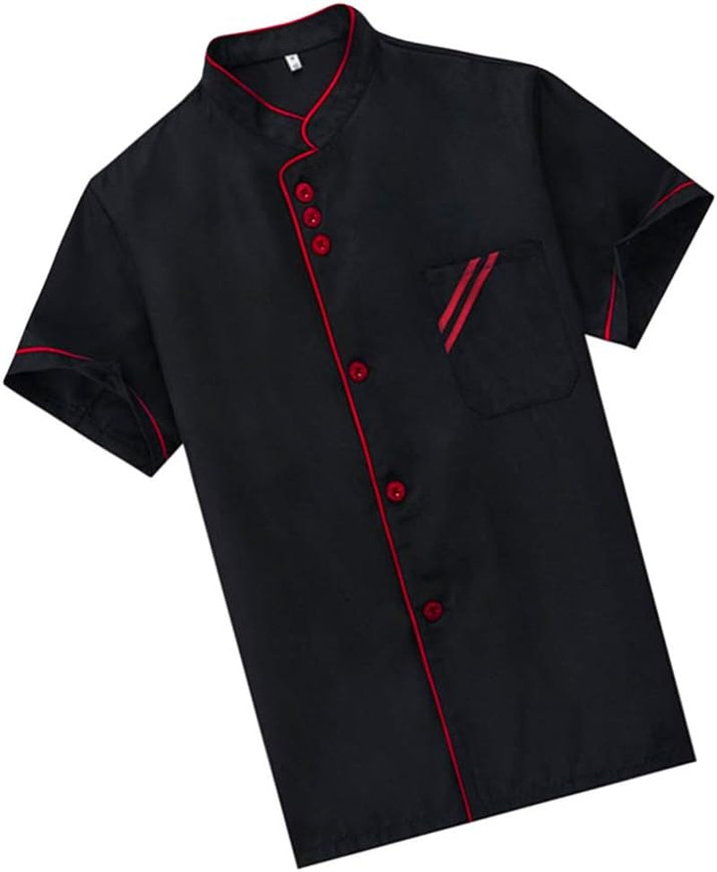 Chef Coat Chef Code Short Sleeve Chef Uniform Chef Jacket Catering Shirt for Bakery Kitchen Restaurant Size XXL (Black)