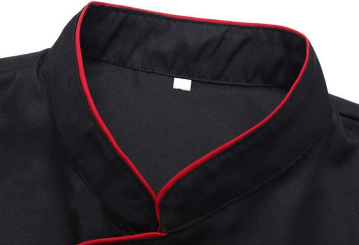Chef Coat Chef Code Short Sleeve Chef Uniform Chef Jacket Catering Shirt for Bakery Kitchen Restaurant Size XXL (Black)