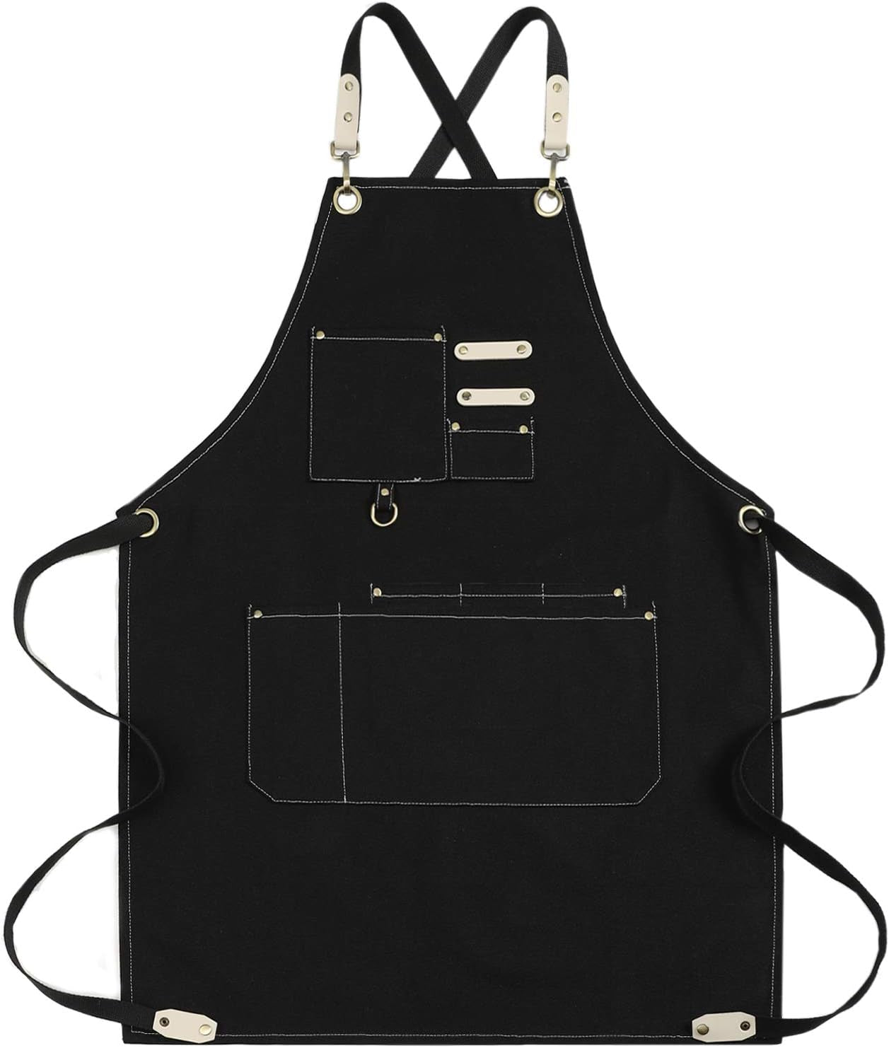 Chef Apron Water Resistant Canvas Cross Back Adjustable Apron for Men Women