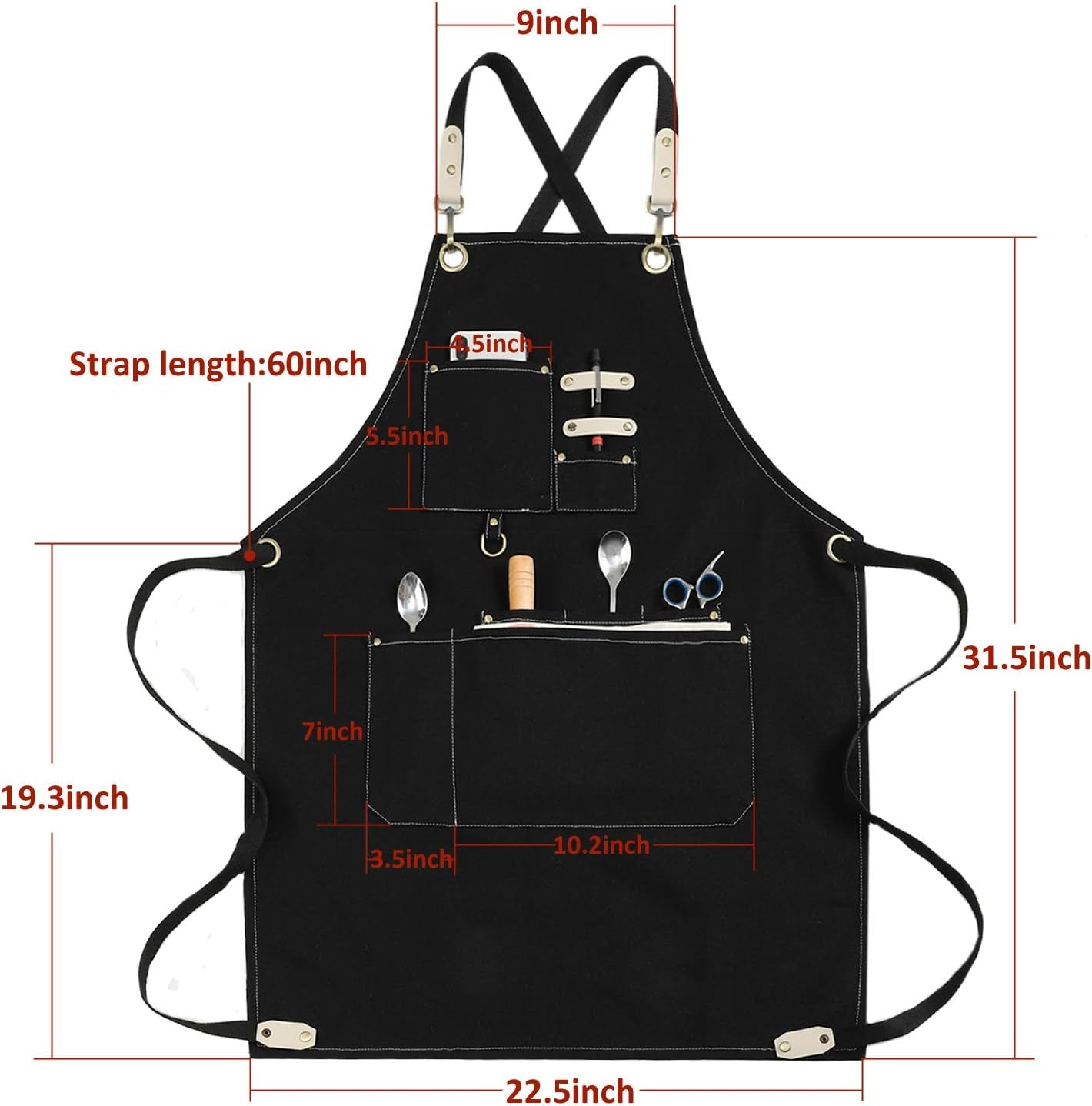 Chef Apron Water Resistant Canvas Cross Back Adjustable Apron for Men Women
