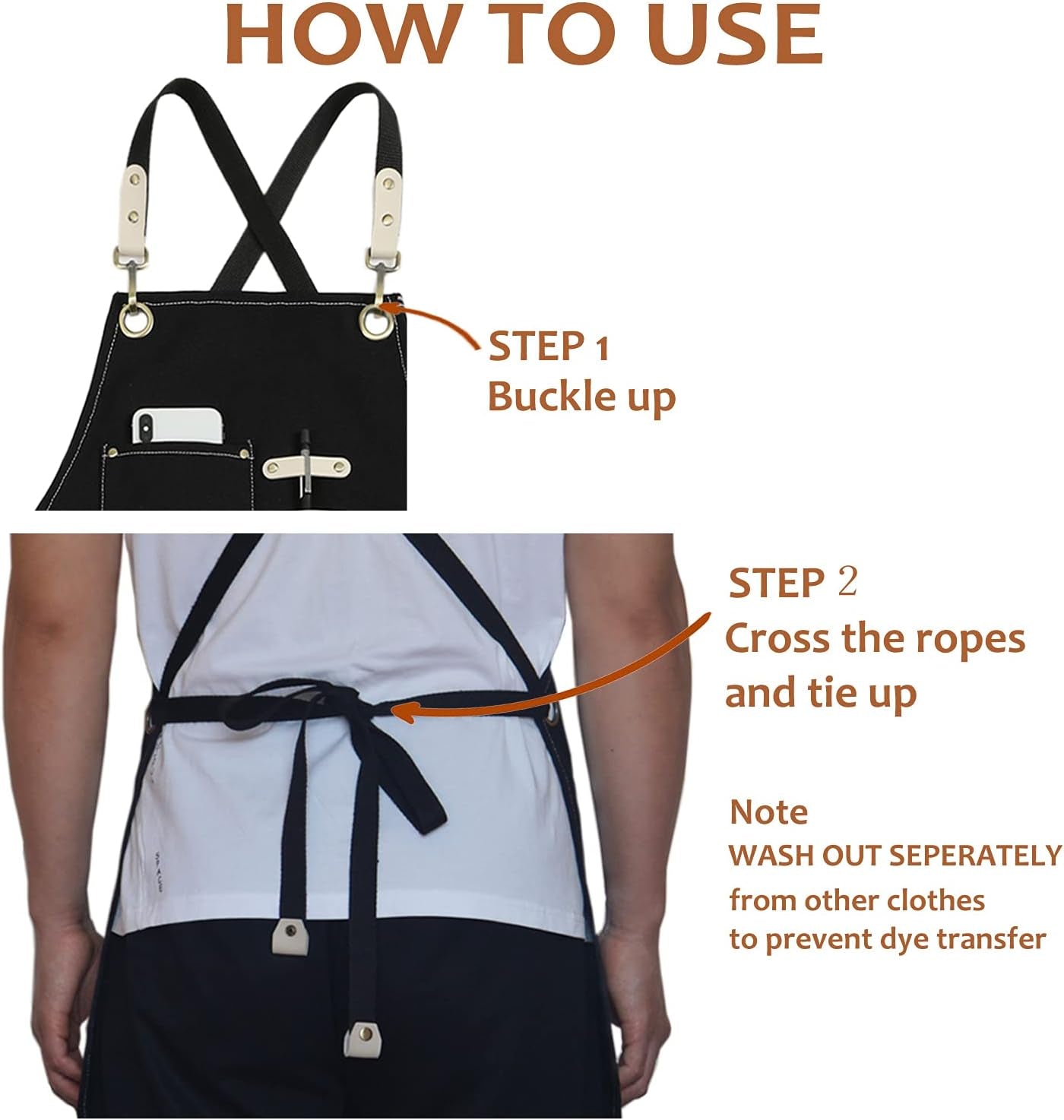 Chef Apron Water Resistant Canvas Cross Back Adjustable Apron for Men Women