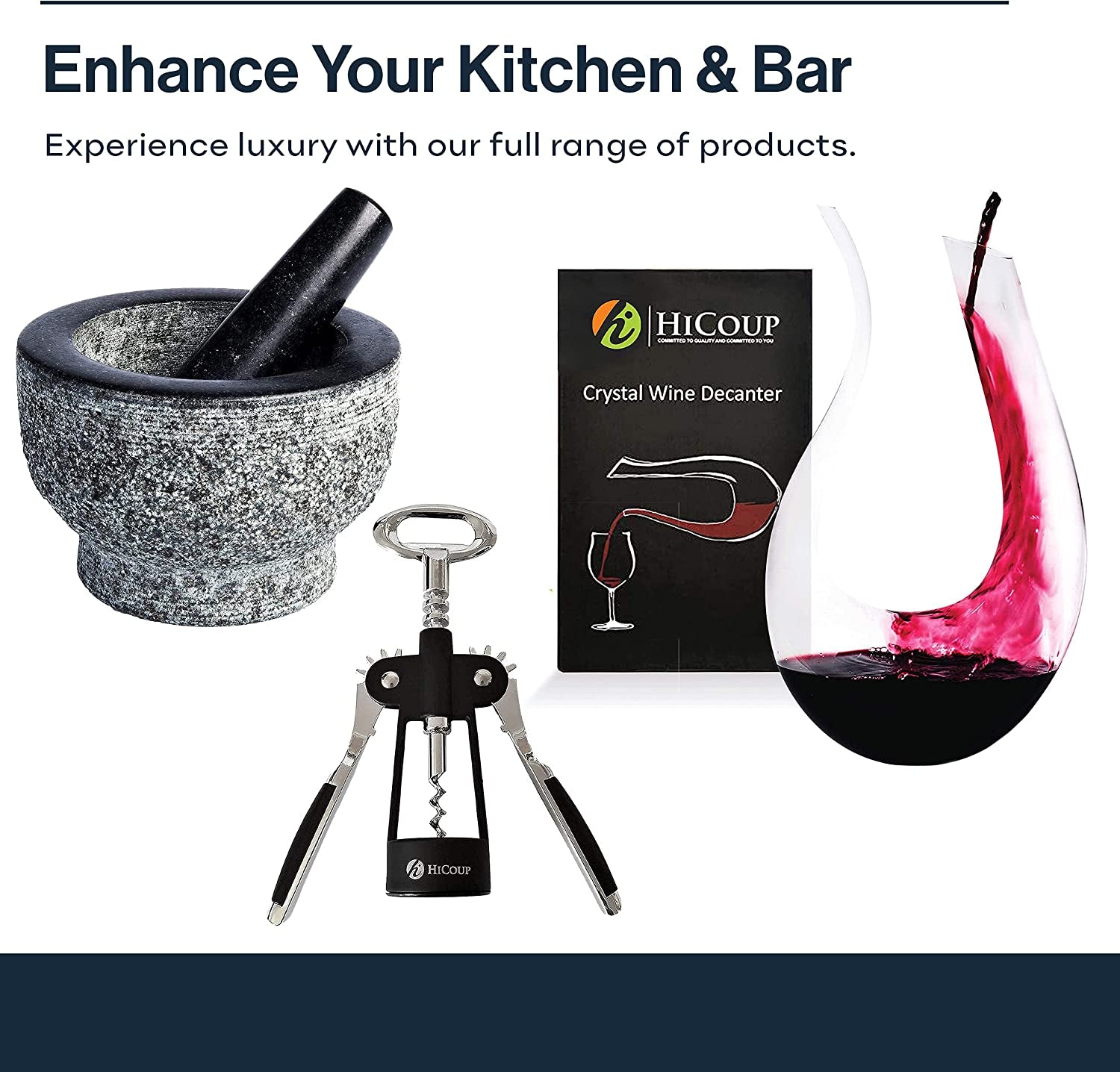 Hicoup Wine Opener - Professional Corkscrews for Wine Bottles W/Foil Cutter and Cap Remover - Manual Wine Key for Servers, Waiters, Bartenders and Home Use - Stainless Steel with Rosewood