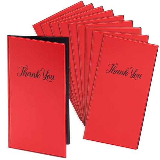 10 Pack Thank You Check Presenters for Restaurants, Red Guest Check Book for Server, Waiter, Waitress, Diners (1 Card Slot, 10.5 X 5.5 In)