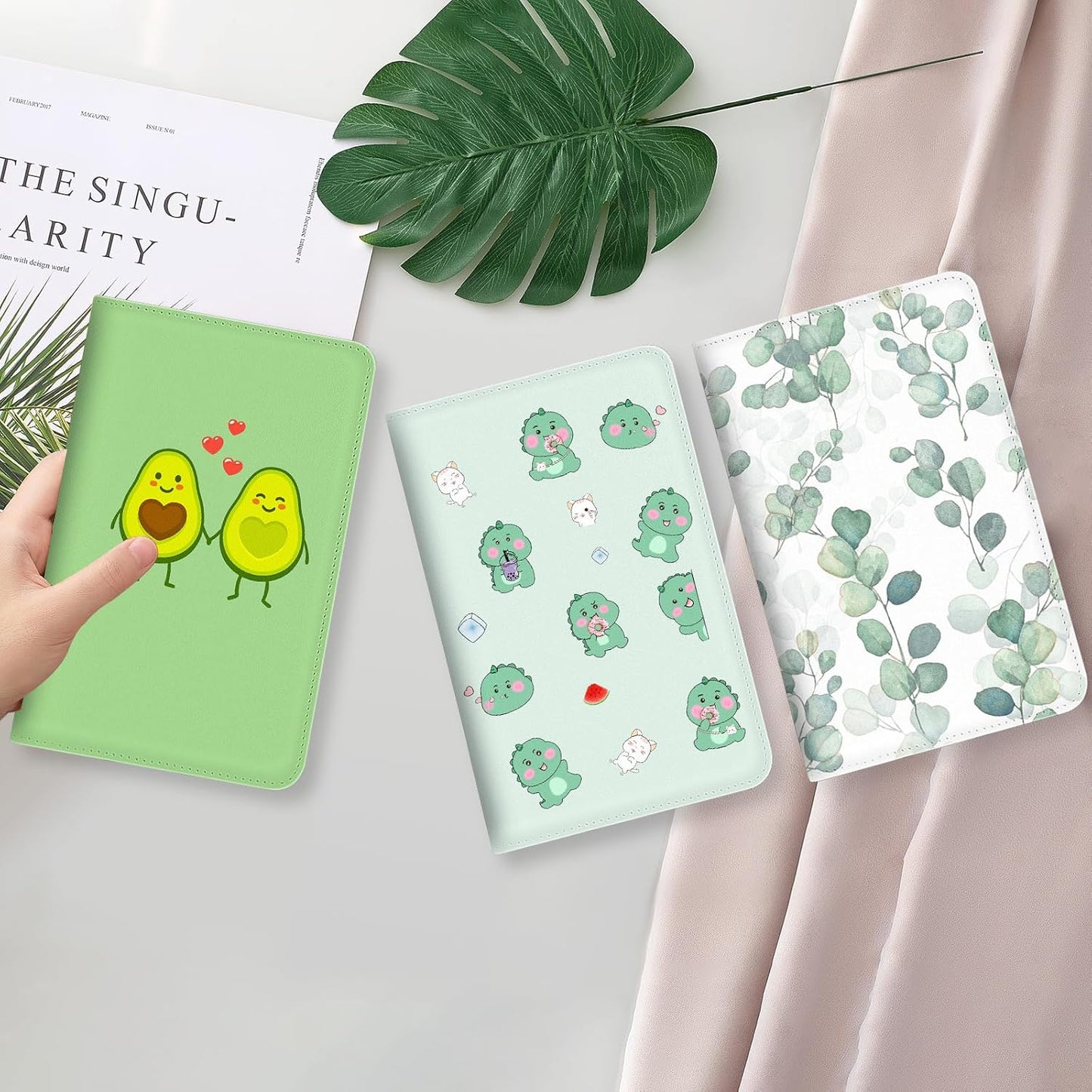 Server Book, PU Leather Server Books for Waitress, Waitress Book with 1 Zipper Pocket, Waiter Wallet with 9 Pockets and 1 Pen Holder, Server Note Pad Checkbook Fit Server Apron- Dinosaurs