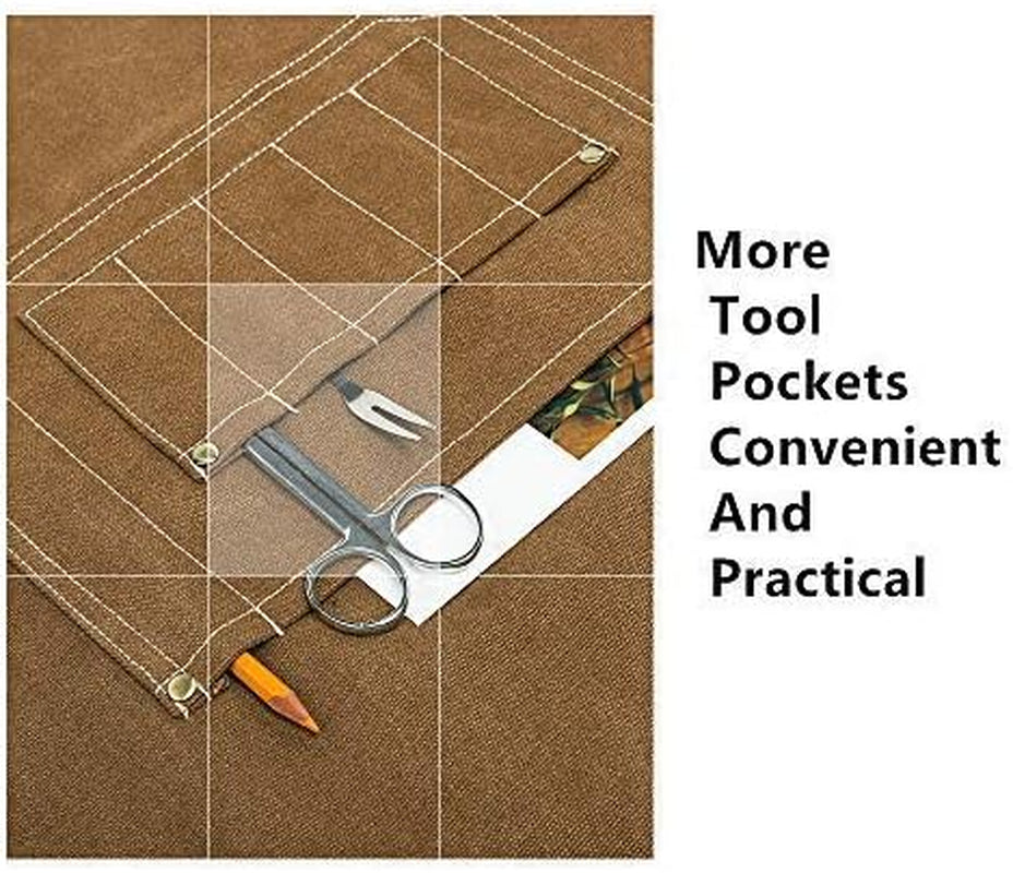 Chef Aprons, Kitchen Cooking Grilling Apron,Cotton Canvas Apron for Women and Men, Cross Back Apron and Large Pockets, Artist Apron,Birthday Gift, Adjustable M to XXL, Khaki