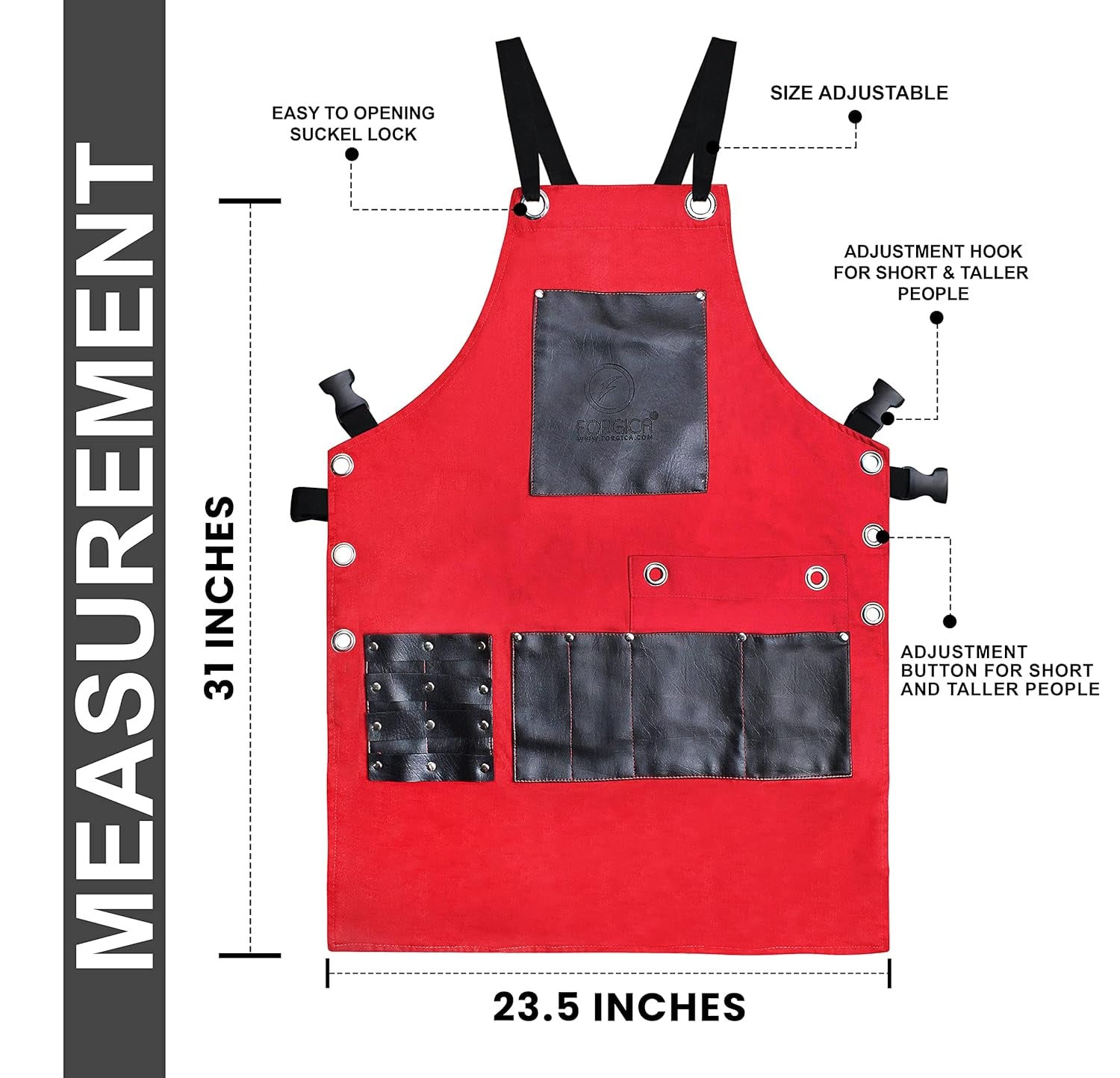 Professional Cotton Apron Hair Cutting Hairdressing Barber Apron Chef Apron for Men Women (Red)