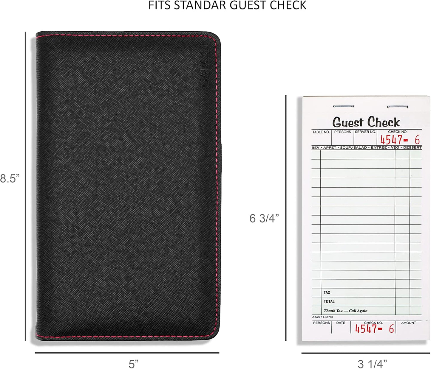 Server Book Pro, 2Nd Gen, with Expandable Pocket Double Magnet & Zipper Expandable Pocket (8.5 in X 5 In, Large Storage Capacity) - Black/Magenta