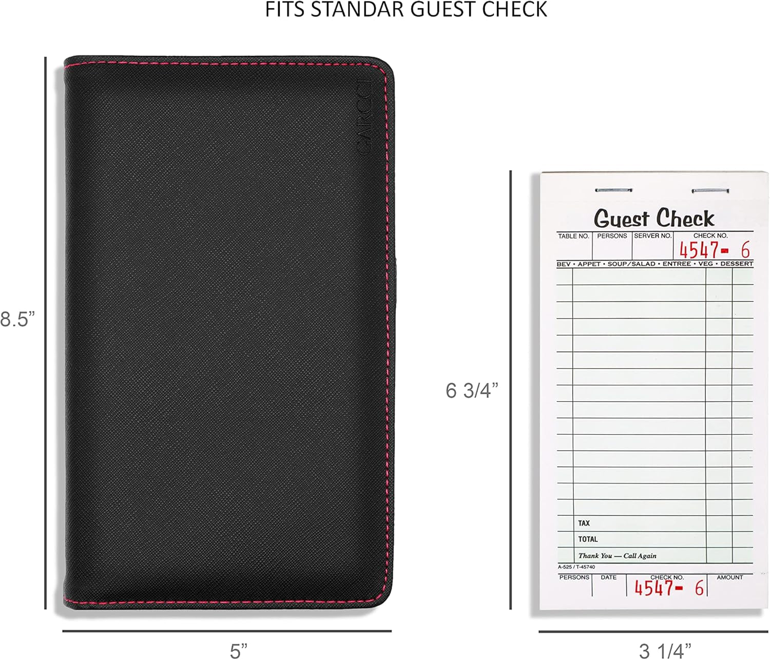 Server Book Pro, 2Nd Gen, with Expandable Pocket Double Magnet & Zipper Expandable Pocket (8.5 in X 5 In, Large Storage Capacity) - Black/Magenta