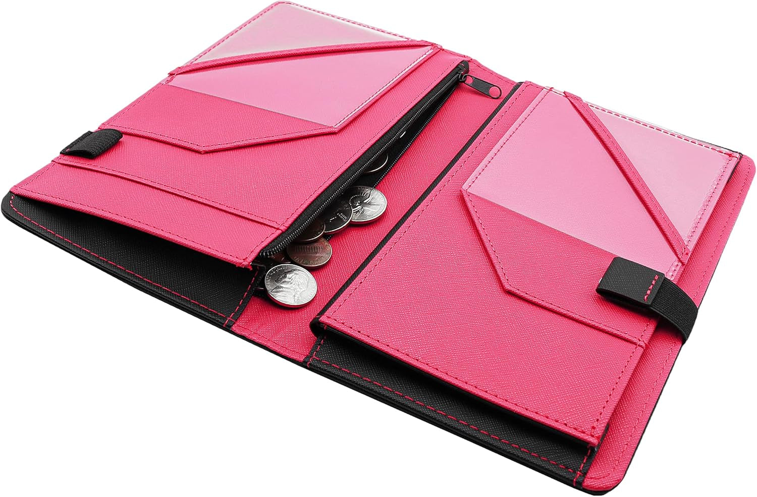 Server Book Pro, 2Nd Gen, with Expandable Pocket Double Magnet & Zipper Expandable Pocket (8.5 in X 5 In, Large Storage Capacity) - Black/Magenta