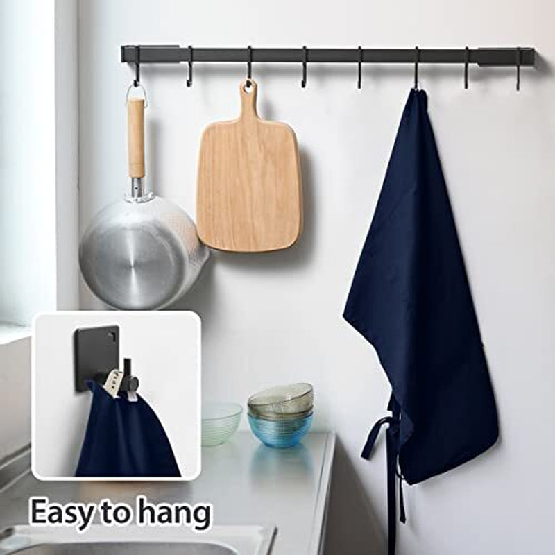 Long Server Apron Black with 3 Pockets Bistro 1 Pack(34X28 Inches) Navy Blue